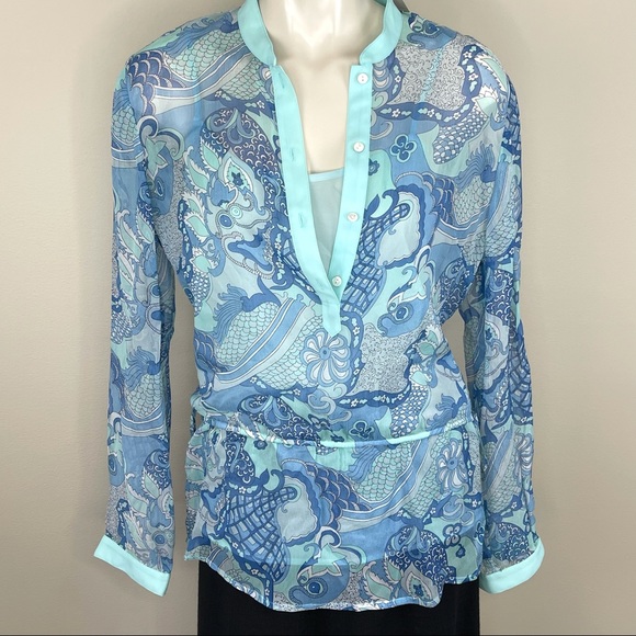 J. McLaughlin Tops - J.McLaughlin 2 piece set cami and blouse aqua 6